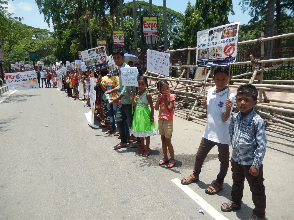 World Anti Child labour day marked by Human Chain | Assam Times