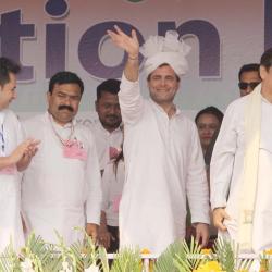 Congress President Rahul Gandhi addresses public meeting in Agartala