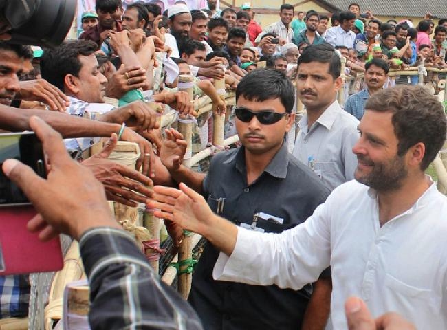 Rahul Gandhi at a election rally at Nagaon