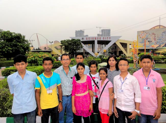Child scientists with escort and guide in front of Science City, Kolkata on October 27 