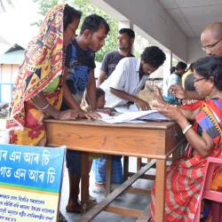 People checking their names in final NRC list at NRC Centre of Panchmaile Gao Panchayat in Tezpur on 01-09-19. Photo by UB Photos
