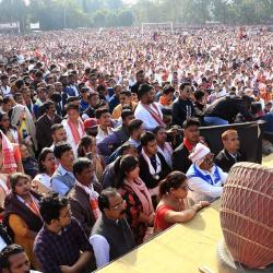 Protester staging a Janata 'Gorjon protest' against Citizenship Amendment Act (CAA) at Chowkidinghèe play ground, Dibrugarh on 24-12-19. Photo by UB Photos