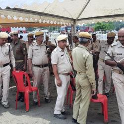 Security inspection at the venue PM Narendra Modi programme to be held at Khanikar in Dibrugarh on 27-04-22.Pix by UB Photos