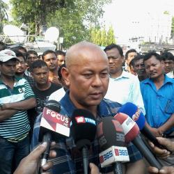 Hagrama Mohilary addressing media in Kokrajhar