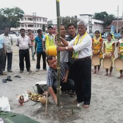 Photo of Mukut Barman while laying laikhuta for bishuwa utsav in Kokrajhar