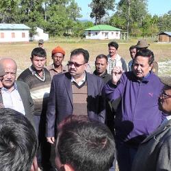 Nilomani Sendeka, Basanta Das, Rajiblachan Pegu while visited Ultapani and Saralpara relief camp on Wenesday in Kokrajhar.