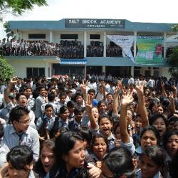Salt Brook Academy students enjoy for the HSSLC result  .  Photo by Pronib Das