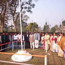 Bokakhat MLA Arun Phukan hosting national flag at Bokakhat.