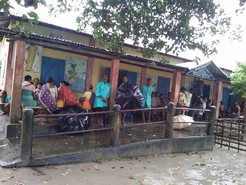Flood relief camp at 362 Chekadani LP school, Bhaowraguri Circle, Kokrajhar