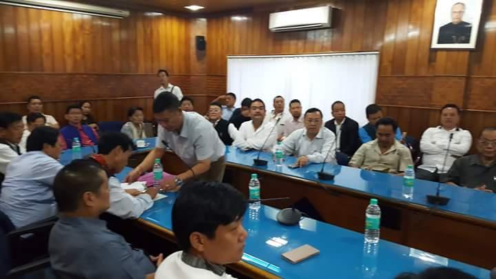 Arunachal Pradesh Congress Legslative Party meeting in Itanagar. Photo: Ravi Kumar