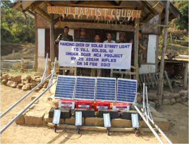 Assam Rifles installed Solar Street Lights  in Dima Hasao village