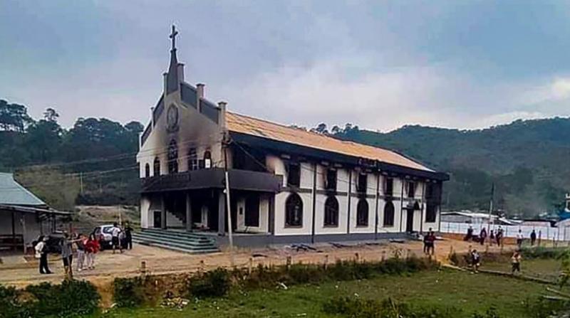 File Photo: Church burned during Manipur ethnic volence during the 'Tribal Solidarity March' 