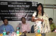 oted social activist Dr. Akashitora addressing the gathering on the occasion of World Health Day 2014 at SIHFW, Khanapara, Guwahati
