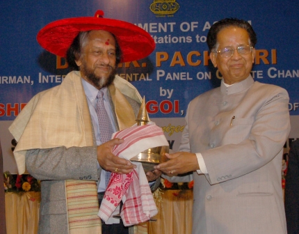 Chief Minister of Assam Tarun Gogoi felicitated Dr. R.K Pachauri,