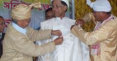 Chief Minister of Assam Tarun Gogoi being felicitated