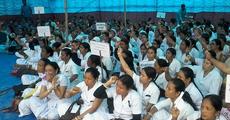 NRHM employees stages dharna