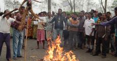 Adivasi students  protest on wage settlement 