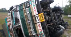 Narrow escape for trucker