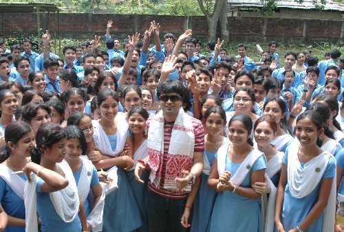 Debojit Saha with fans
