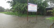 Community radio station under flood water