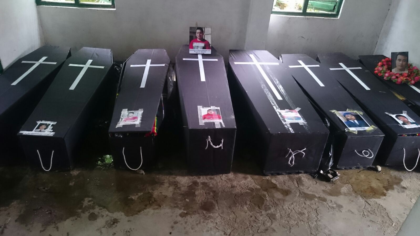  Bodies in coffins for protest