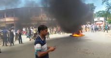 Burning protest against Nazira police