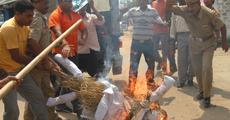 AJYCP burn effigy of Petroleum Minister