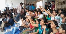 Engineering students stage dharna