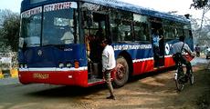City bus service at night 