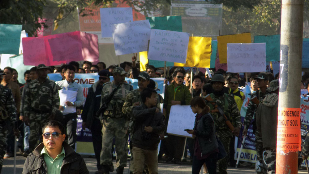 Non stop protest against Rajkhowa, Kalikho