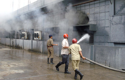 Devastating fire un the city; biscuit factory gutted