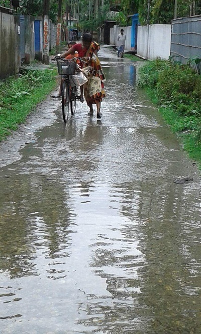 Waterlogging and flashfloods in Tangla 