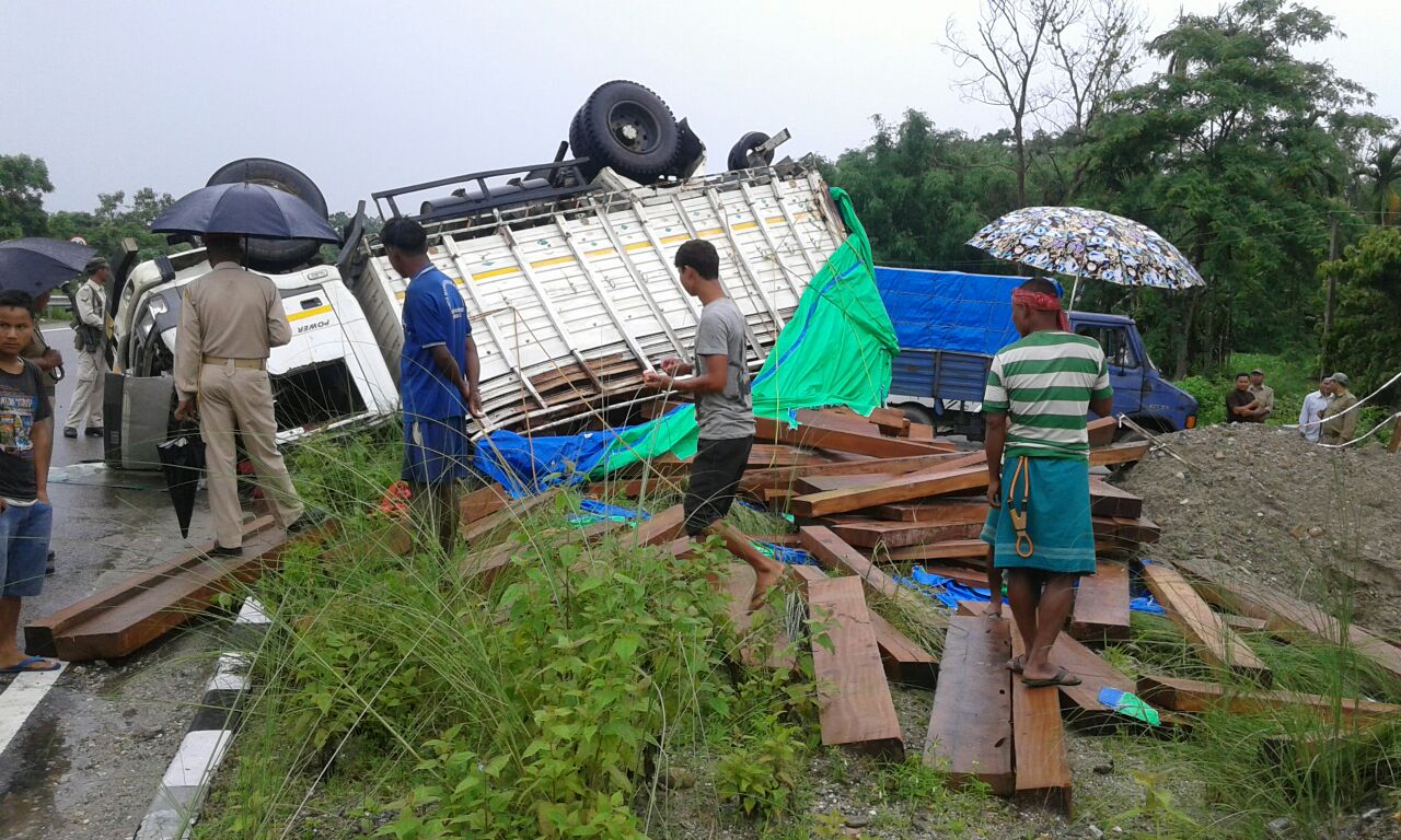 Timber laden truck mishap