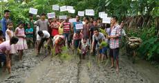 Protest against dilapidated roads