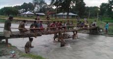 Bamboo bridge at Aie-polly village