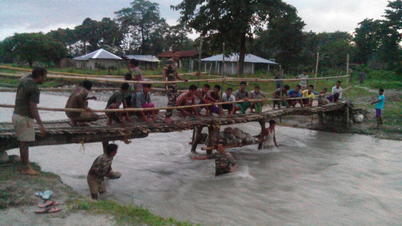 Bamboo bridge at Aie-polly village