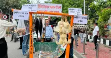 Akhil Gogoi wheels handcart into Assembly, alleges 'syndicate tax' behind price rise
