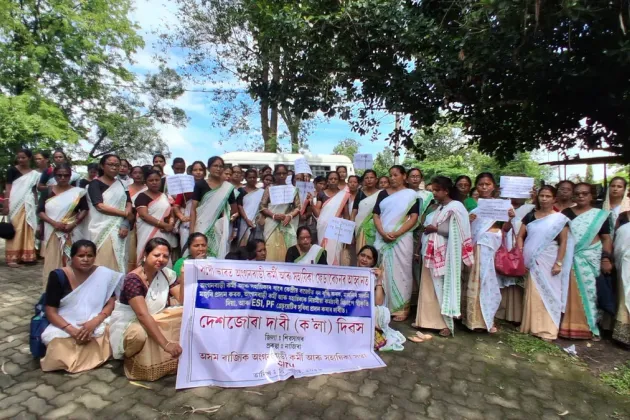 Anganwadi workers stage Black Day protest in Nazira, demand regularisation and fair wages