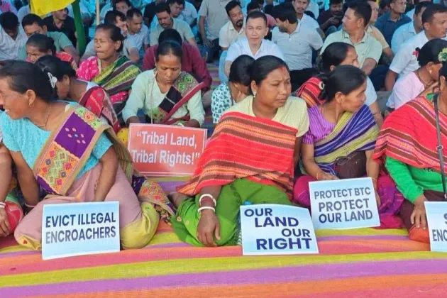 Tribal Organisations Protest in Kokrajhar, Demand Protection of Land Rights in BTR