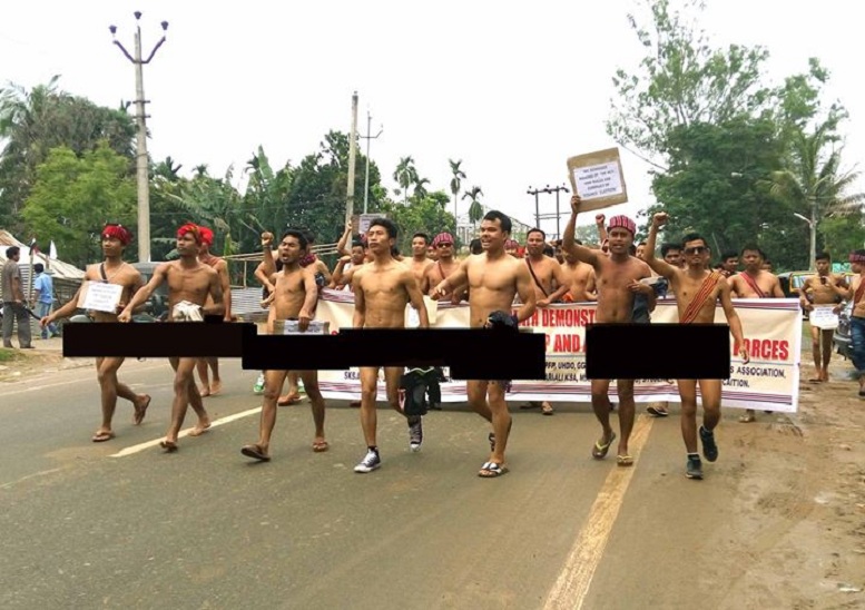 Naked protest in Diphu