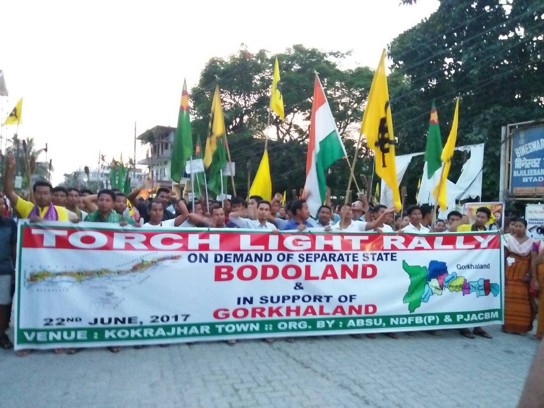 Torch rally seeking Bodoland, Gorkhaland