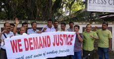 Journo-killing: Demonstration at Guwahati Press Club