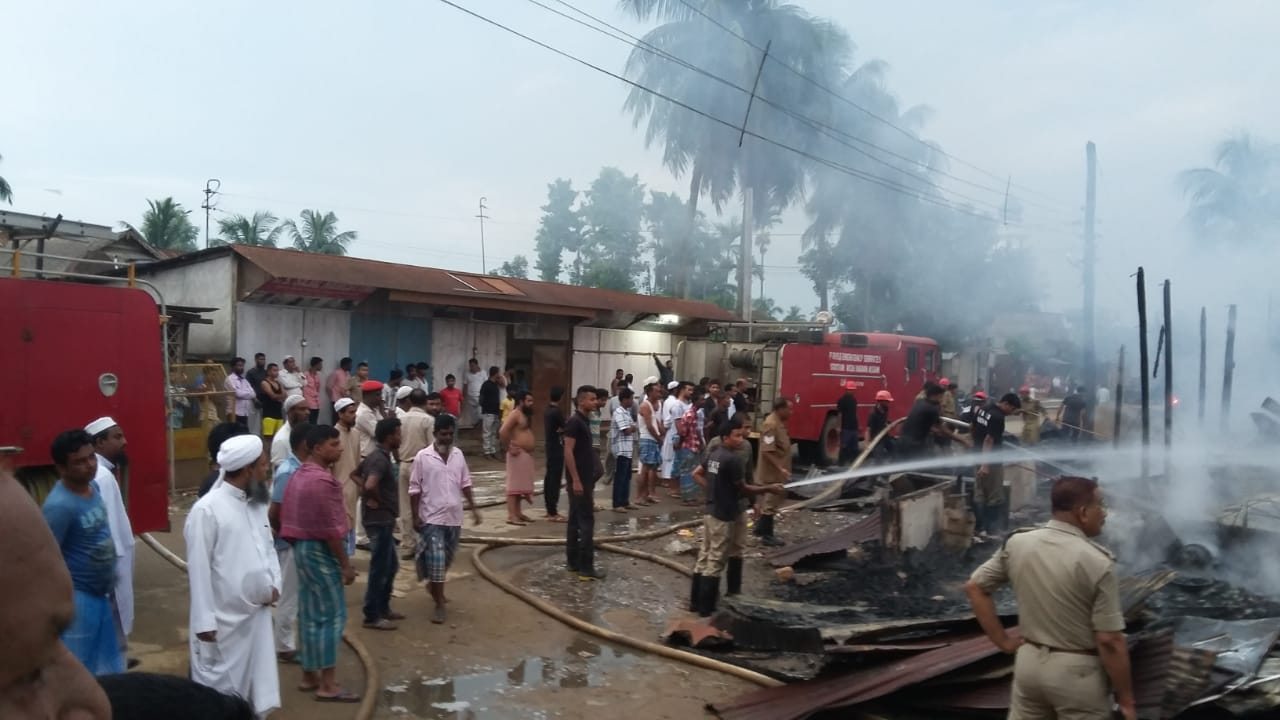 13 Shops gutted in fire at Hojai.