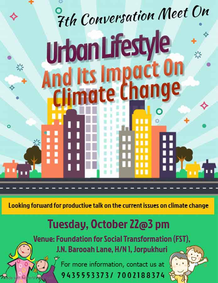 Talk on Urban Lifestyle and Its Impact On Climate Change on Oct 22 