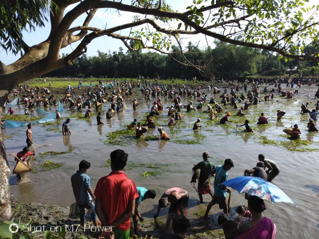 Community fishing at Samoka River in Kokrajhar