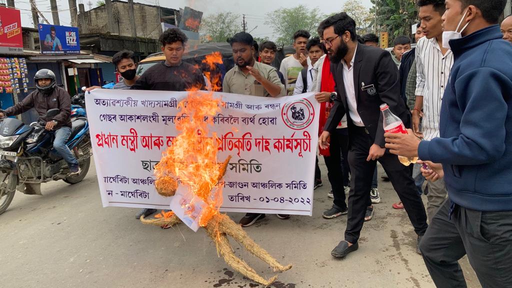 PM, CM's effigies burnt protesting price rise