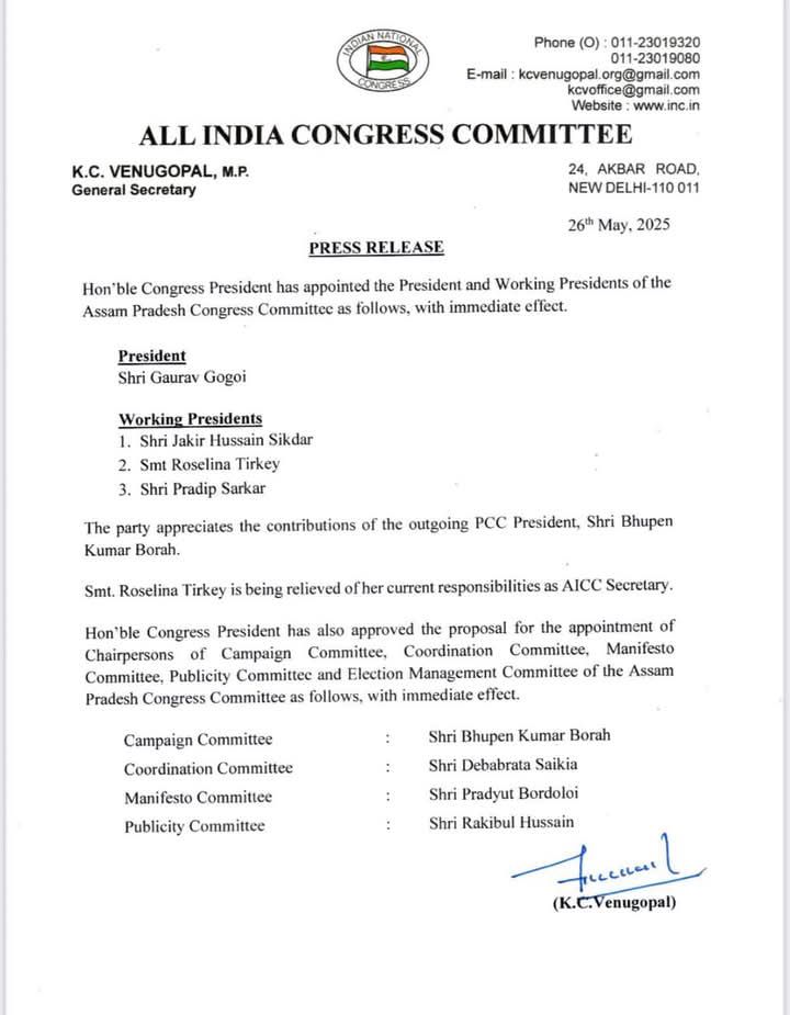 Gaurav Gogoi Appointed Assam Congress President Ahead of 2026 Assembly Polls