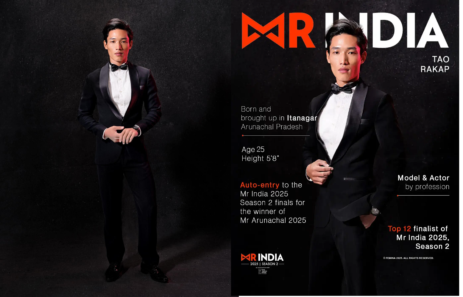Arunachal’s Tao Rakap Creates History, Secures Top 12 Spot at Mr. India 2025