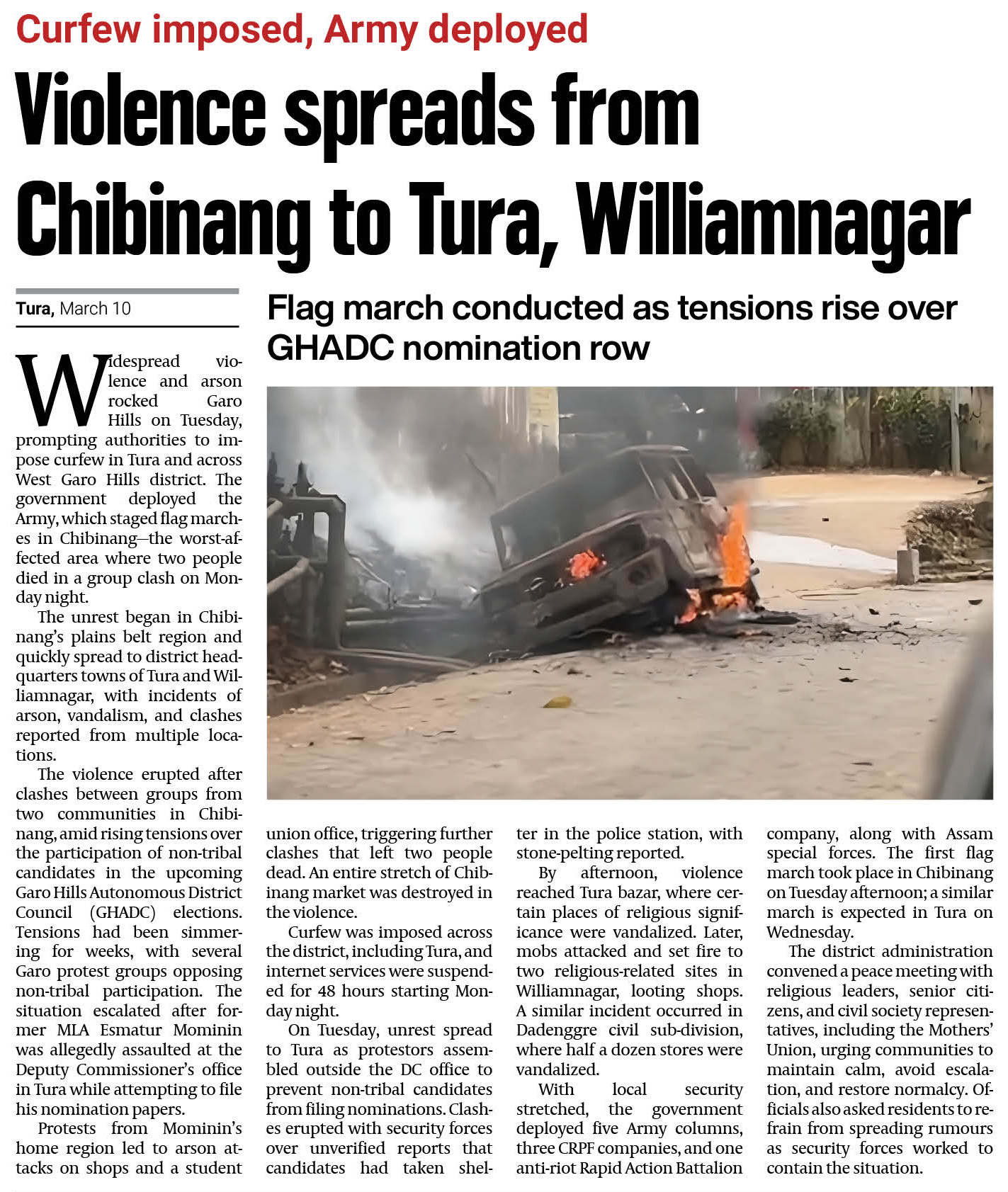 Violence Erupts in Garo Hills, Meghalaya, Amid Election Tensions