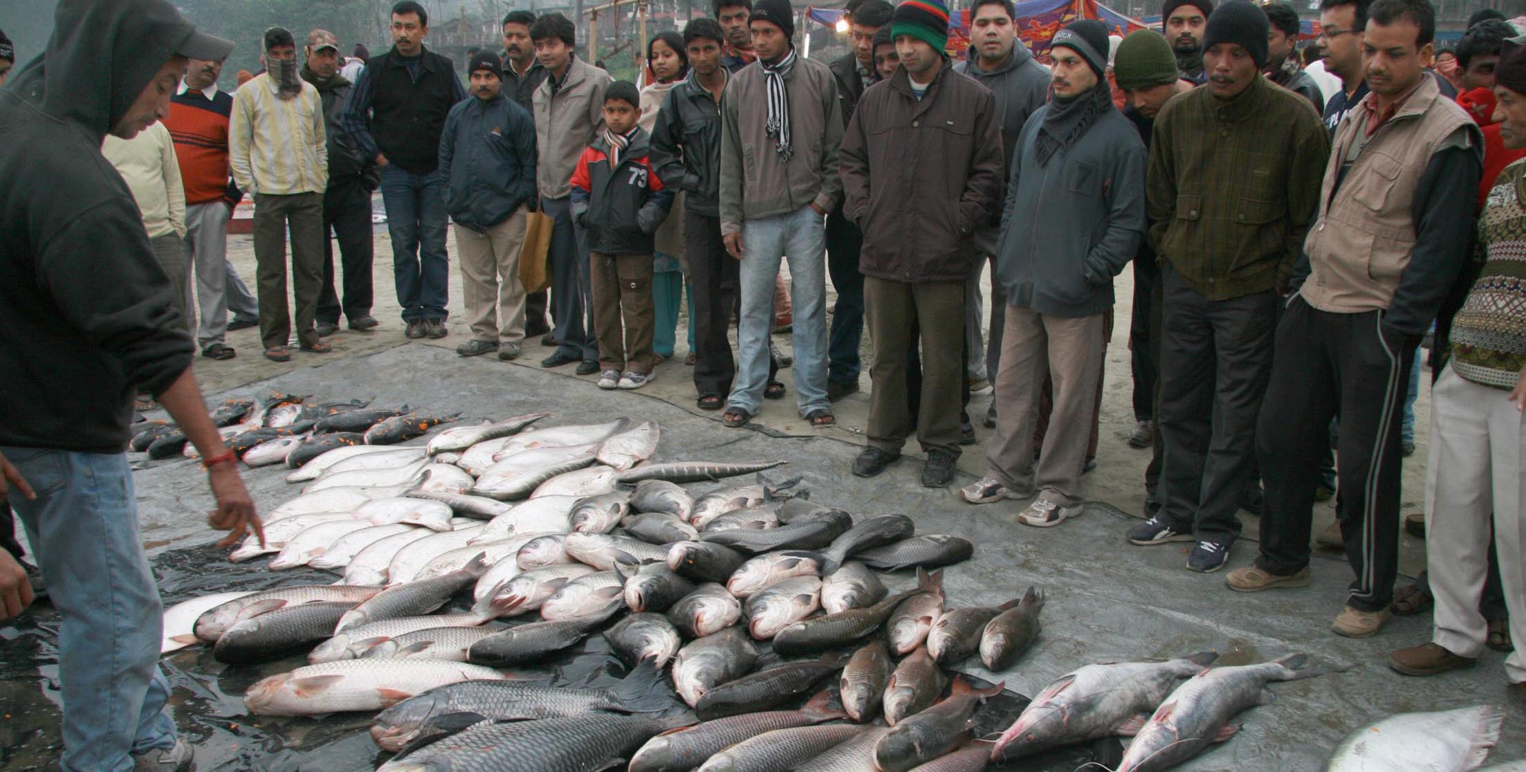 People throng at the city fish market on Uruka Day